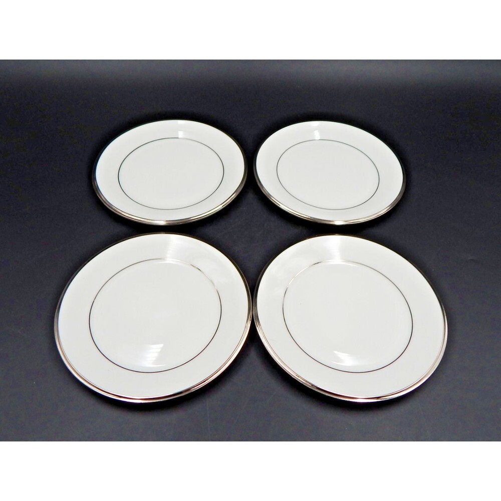 Lenox Solitare White Dimension II Bread Plate 4 PC Platinum Rim USA Made